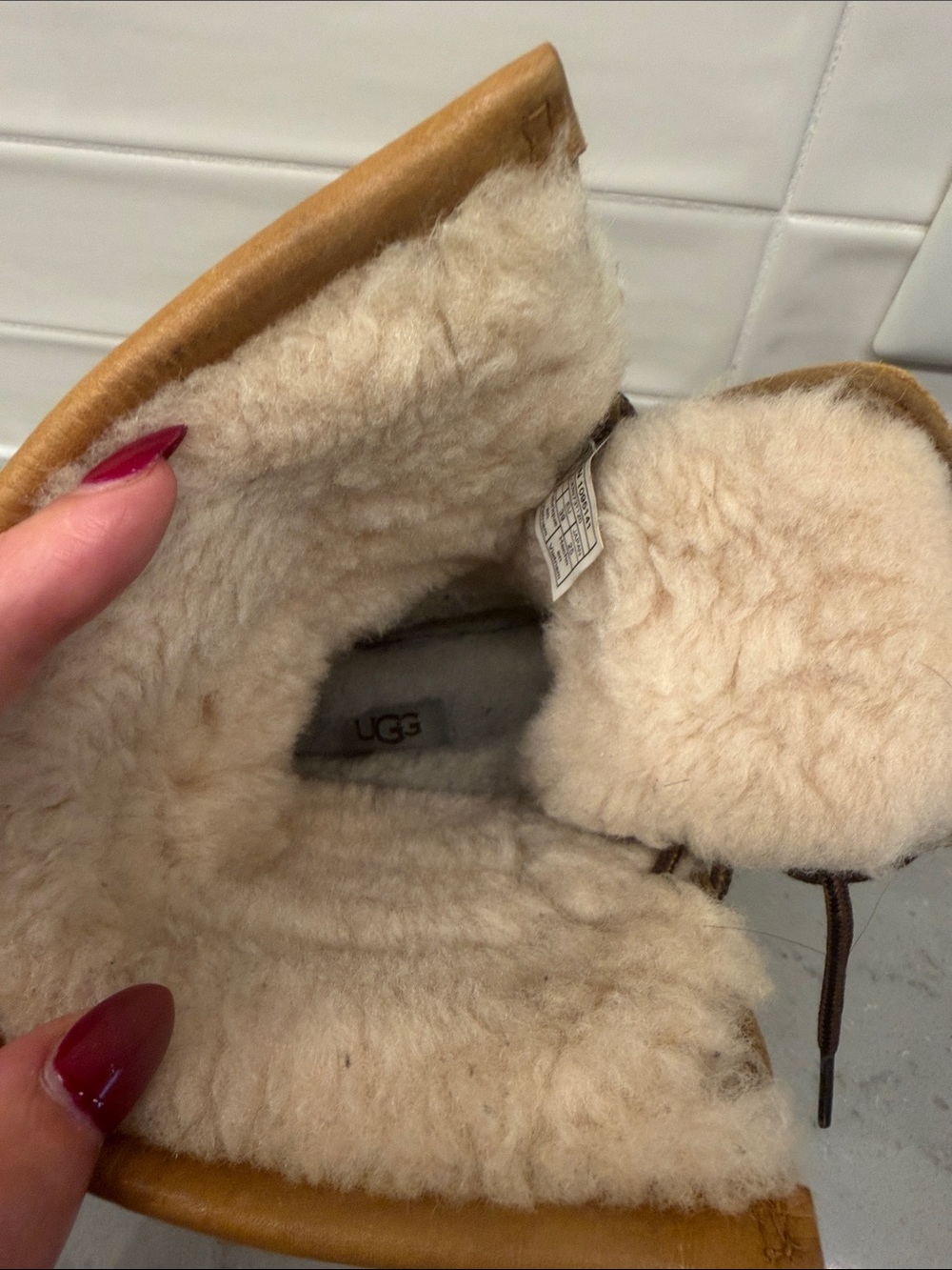 UGG Waterproof Tan & Black Lace-Up Winter Boots - Picture 5 of 9